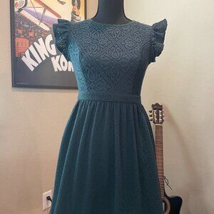 Womens Xhiliration Green Lace Dress Small